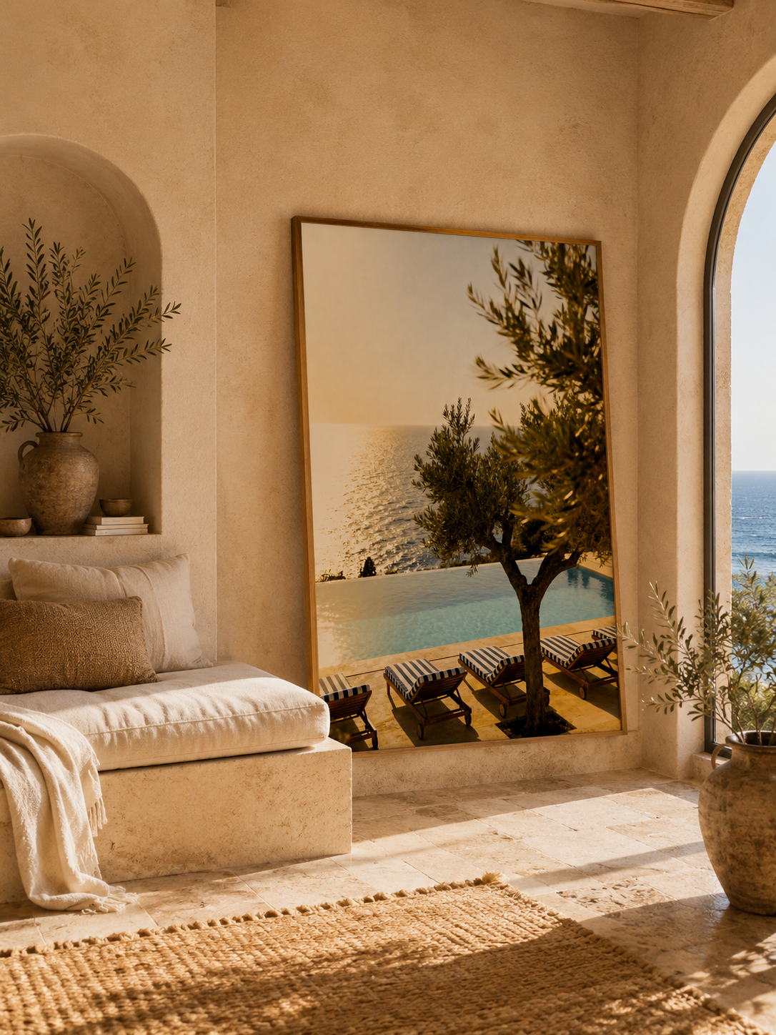 Mediterranean Infinity Pool Wall Art: Luxury Coastal Resort Photography Printable
