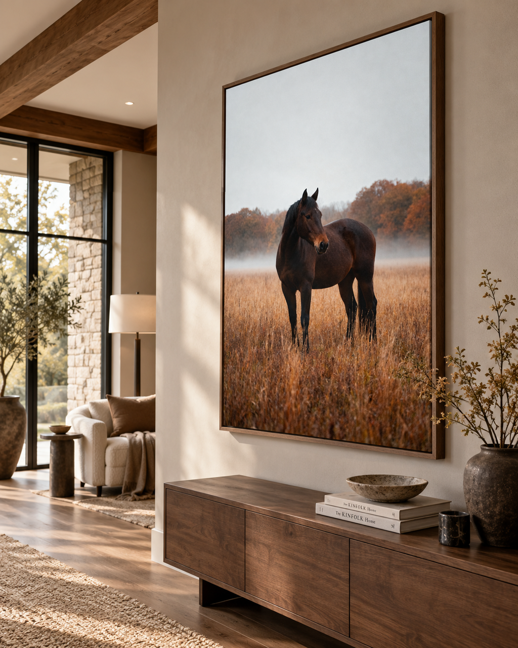 Autumn Horse Wall Art: Brown Horse Countryside Photography Printable