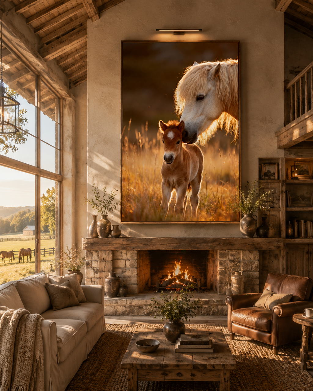 Icelandic Horse Wall Art Set of 3: Mare & Foal Farmhouse Printable