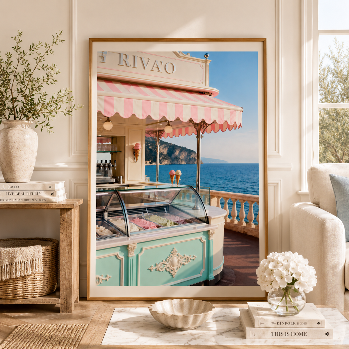 Italian Riviera Gelato Wall Art: Mediterranean Coastal Photography Printable