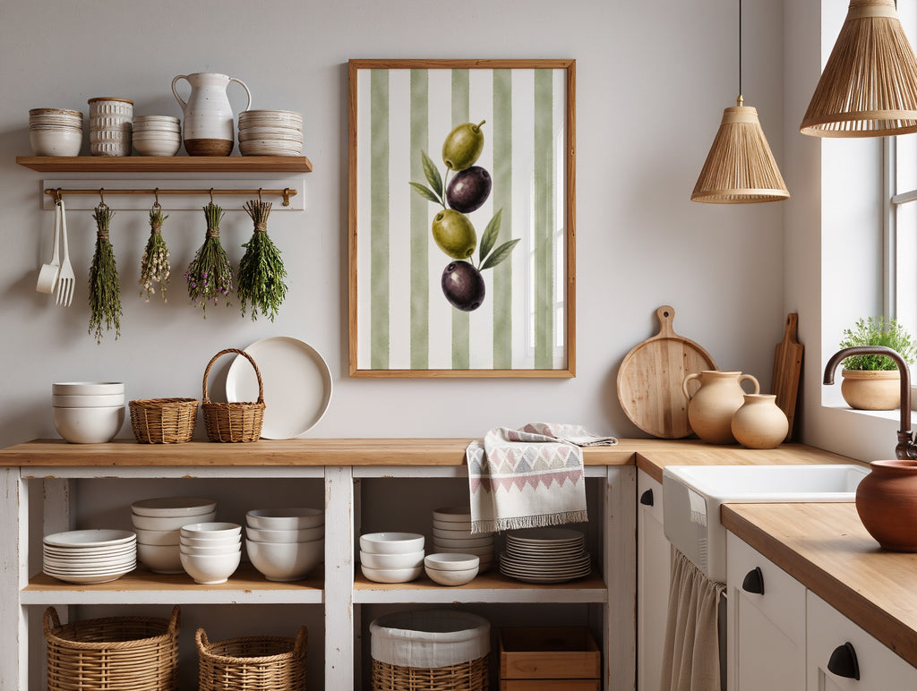 Mediterranean Kitchen Wall Art Set of 6: Italian Food Decor Printable