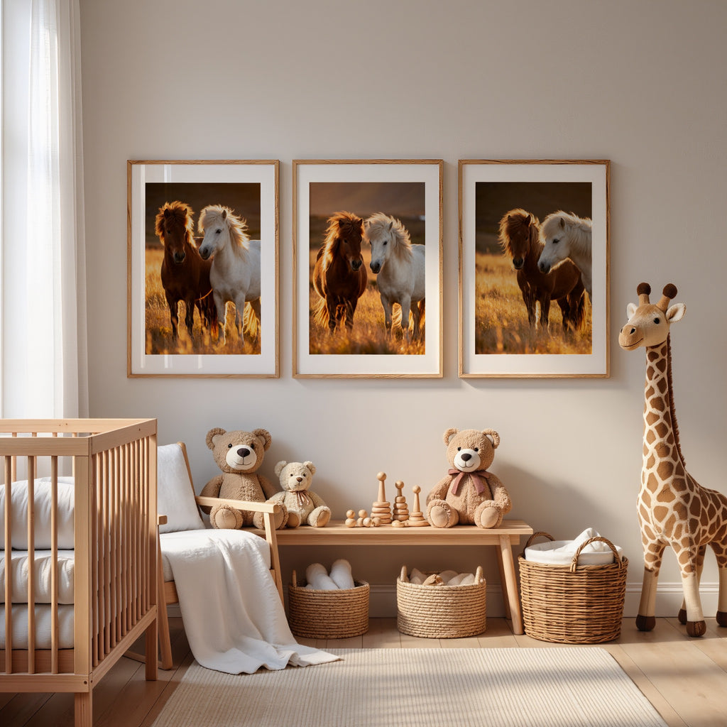 Icelandic Horse Wall Art Set of 3: Rustic Farmhouse Printable