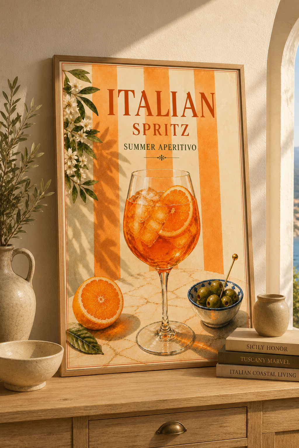 Mediterranean Cocktail Wall Art Set of 3: Italian Spritz, Limoncello & Dry Martini Printable