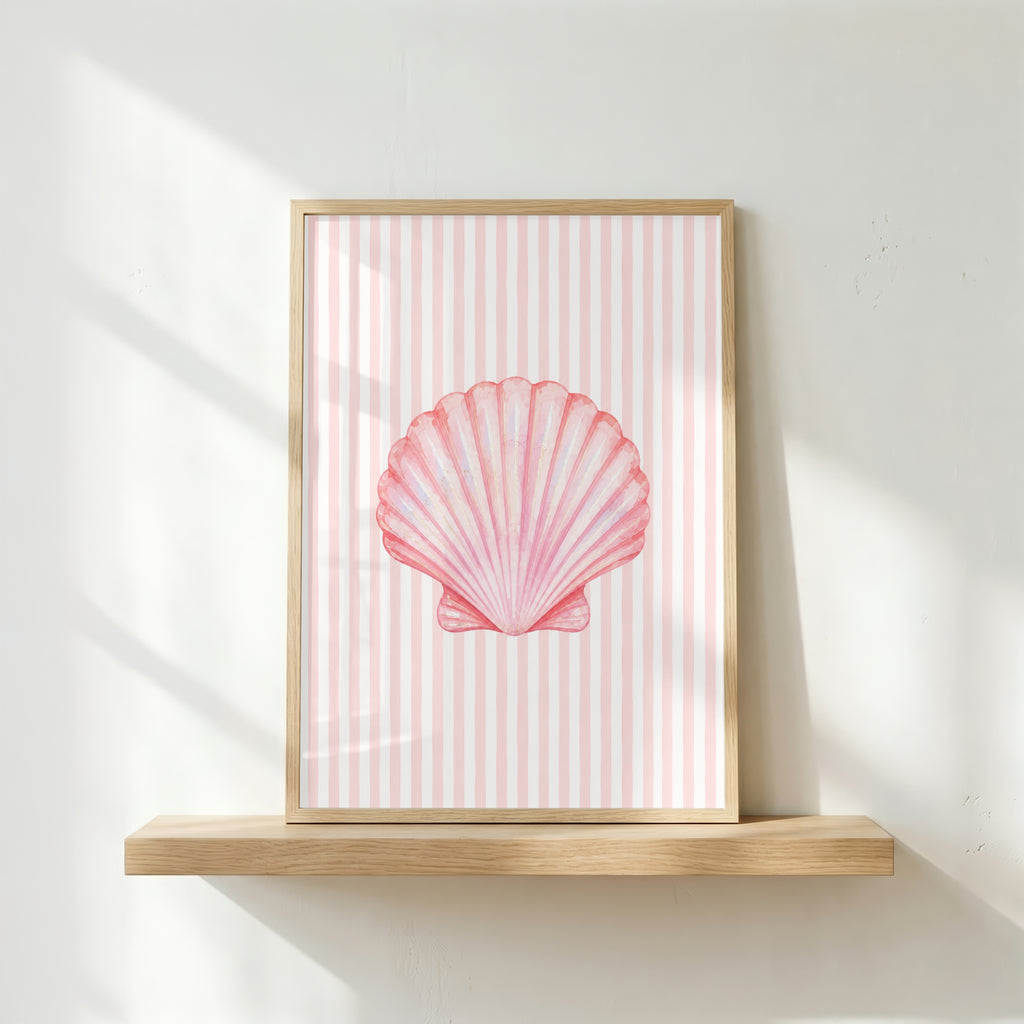 Pink Seashell Wall Art: Coastal Bedroom Decor Printable
