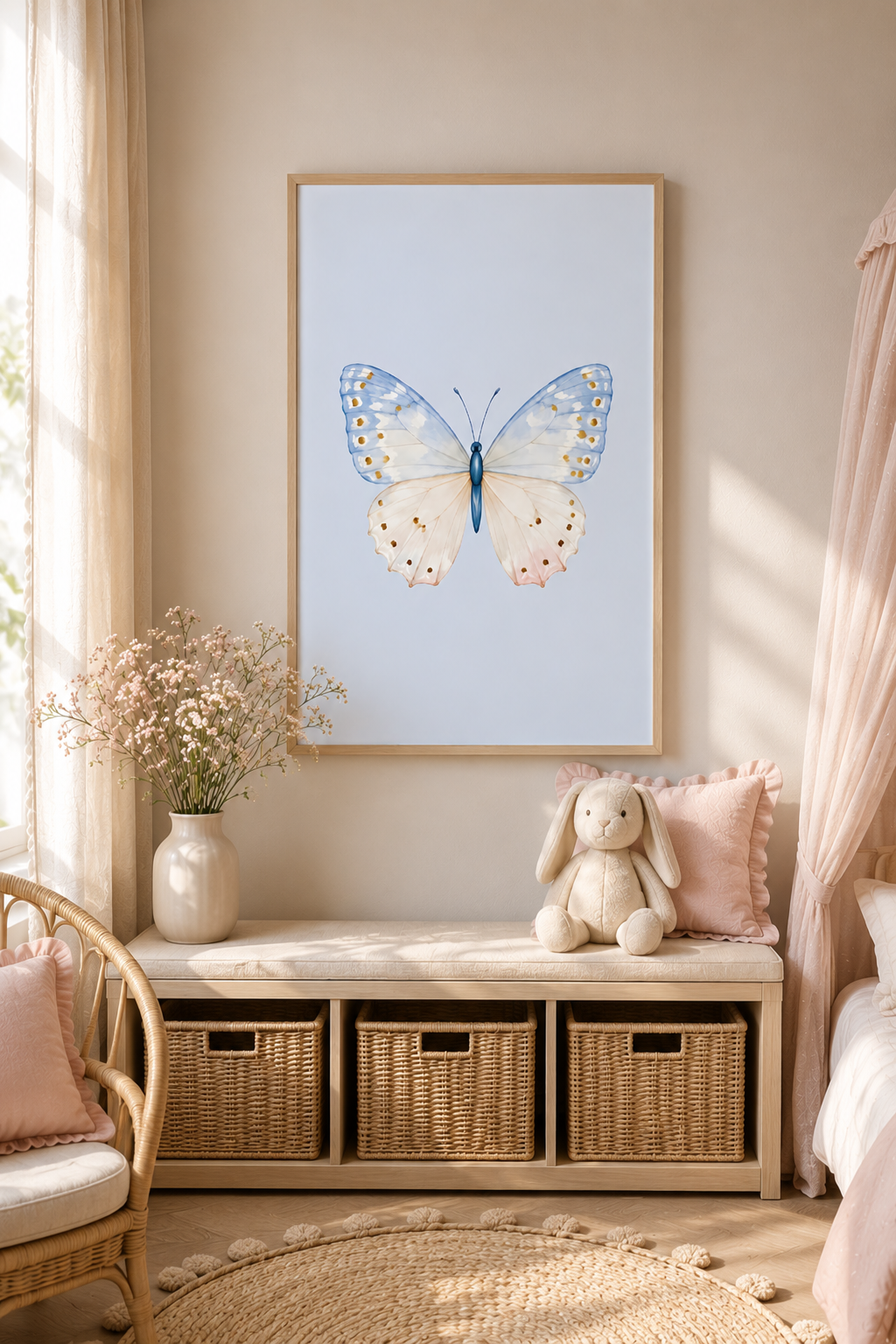 Colorful Butterfly Wall Art Set of 3: Pastel Nursery Decor Printable