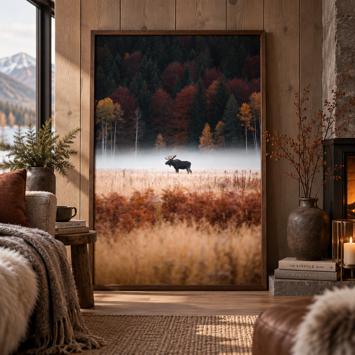 Moose Wall Art: Autumn Forest Wildlife Photography, Rustic Cabin Decor Printable