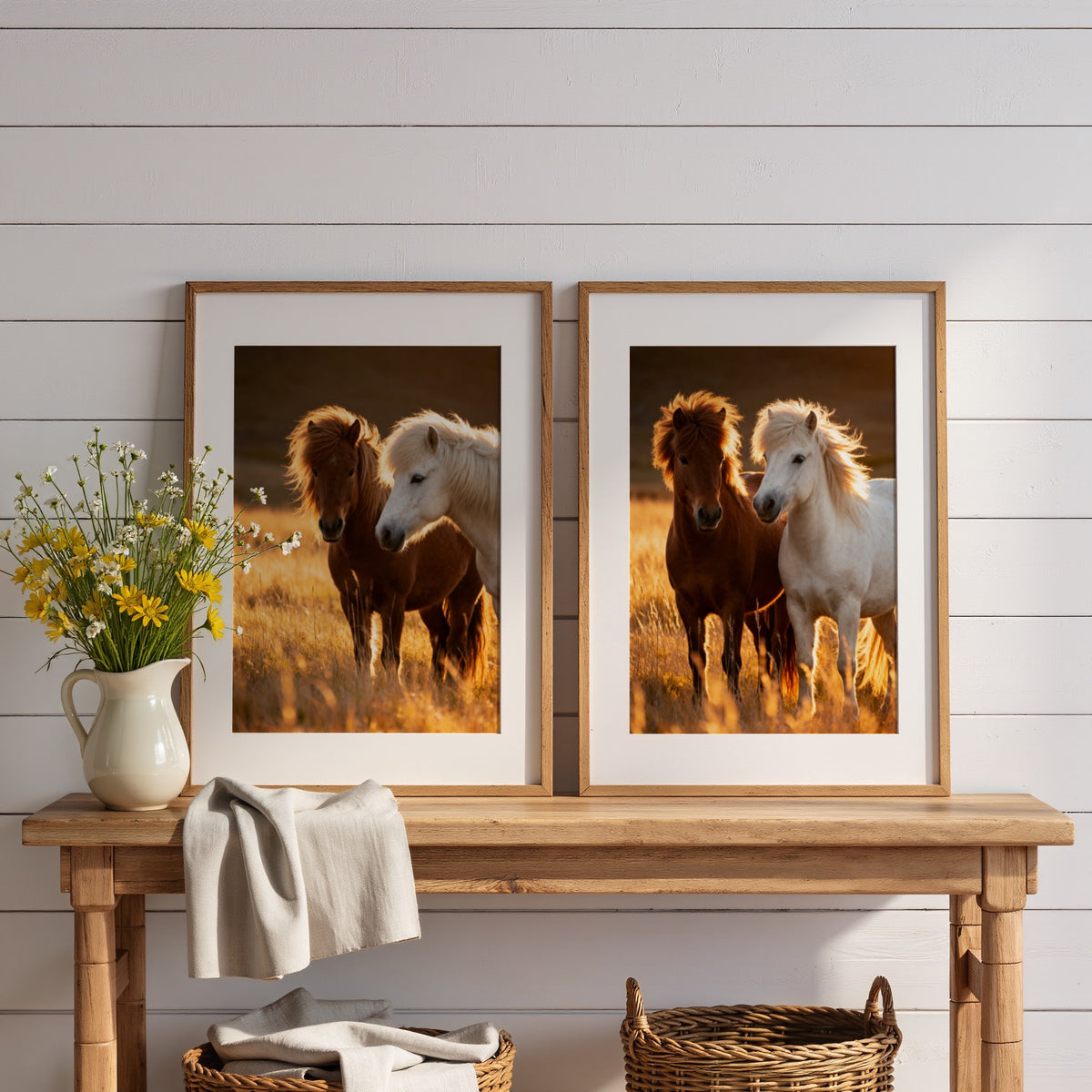 Icelandic Horse Wall Art Set of 3: Rustic Farmhouse Printable