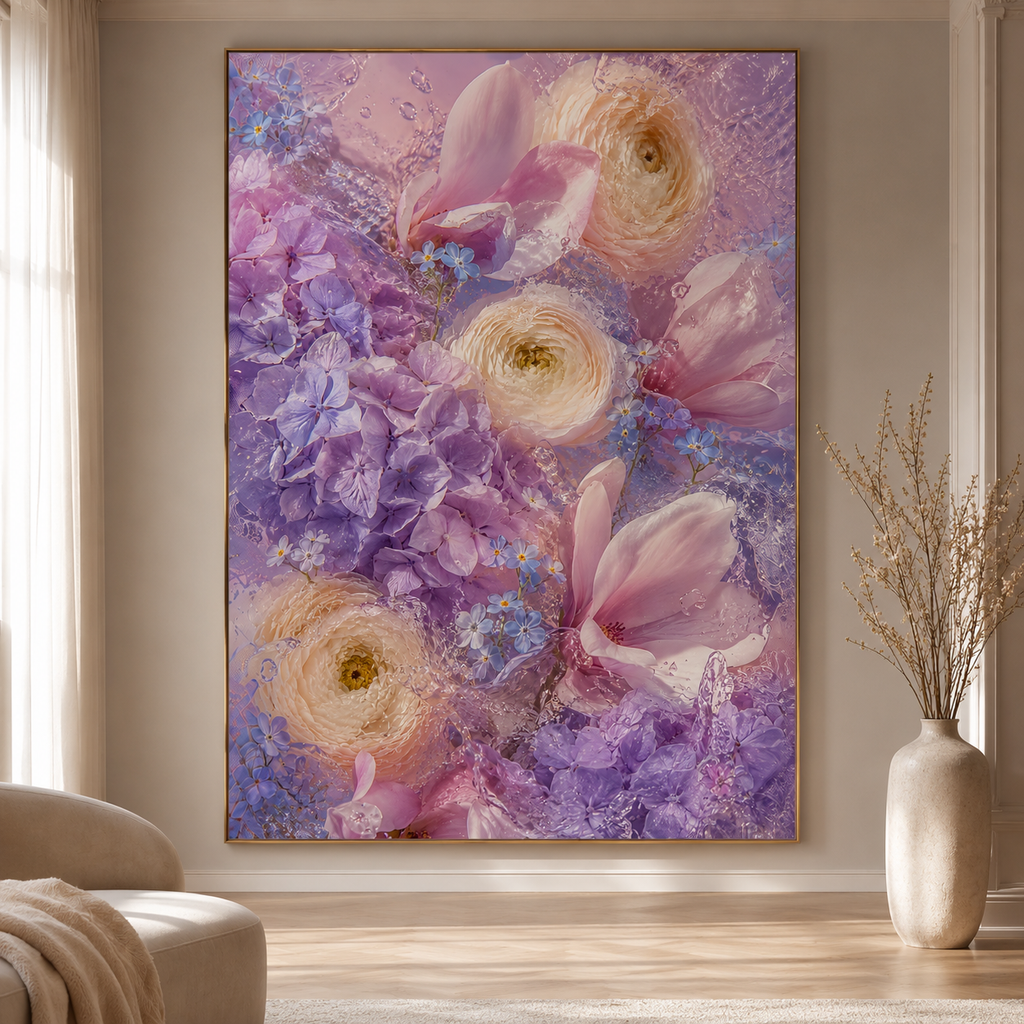 Purple Flower Wall Art: Lavender Hydrangea Floral Photography, Pastel Bedroom Decor Printable