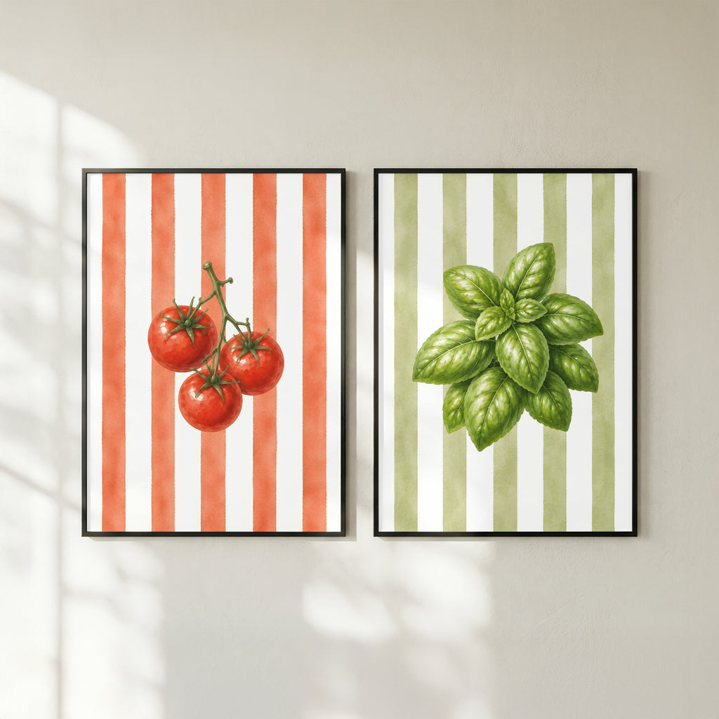 Mediterranean Kitchen Wall Art Set of 6: Italian Food Decor Printable