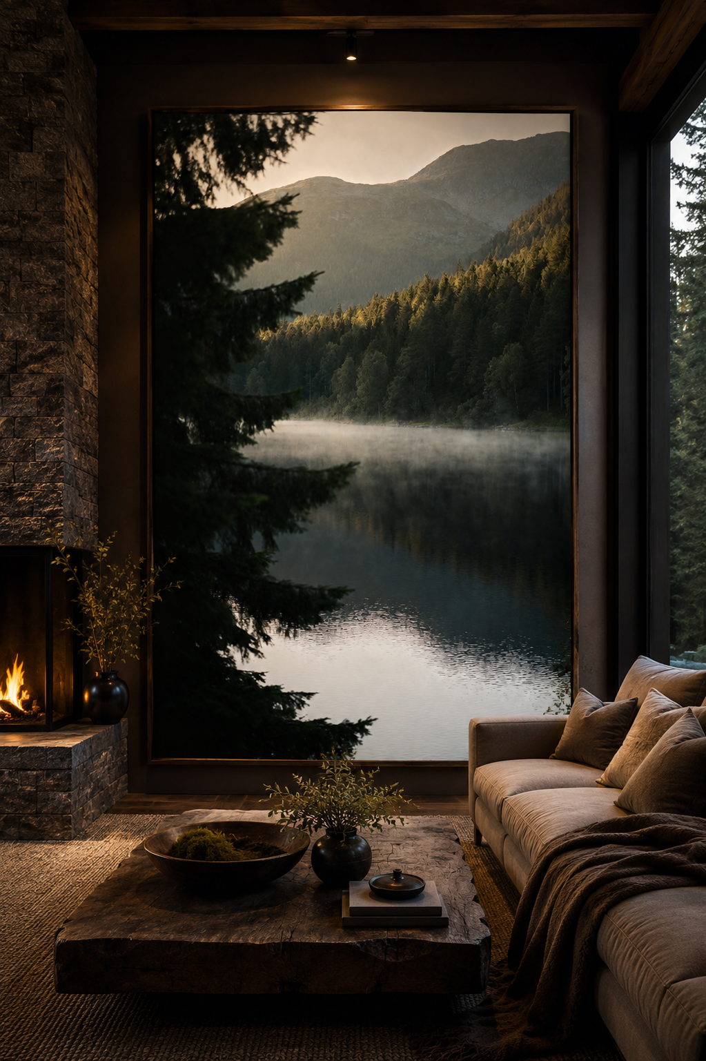 Scandinavian Forest Lake Wall Art Set of 6: Nordic Mountain Nature Landscape Printable