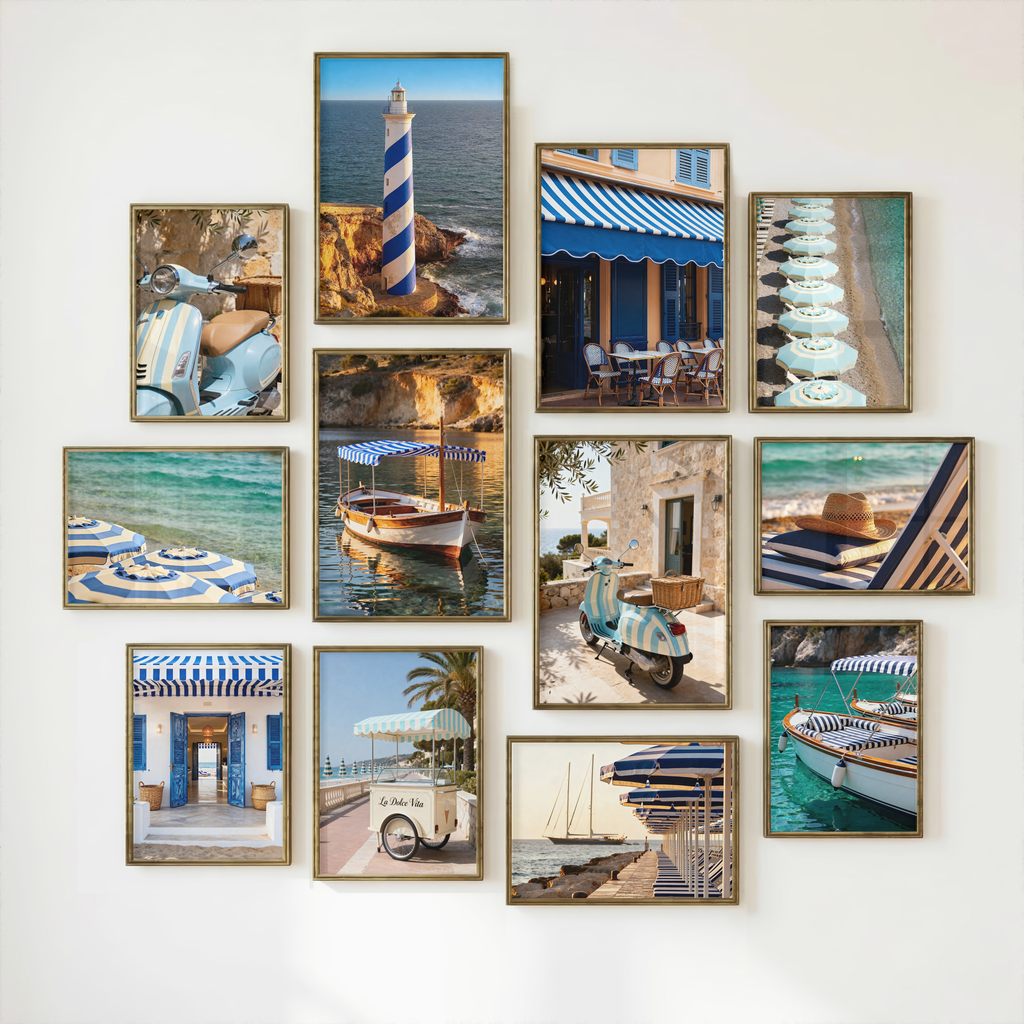 Blue Mediterranean Wall Art Bundle of 21: European Summer Photography Printable