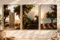 Mediterranean Coastal Luxury Wall Art Set of 3: Italian Villa Photography Printable