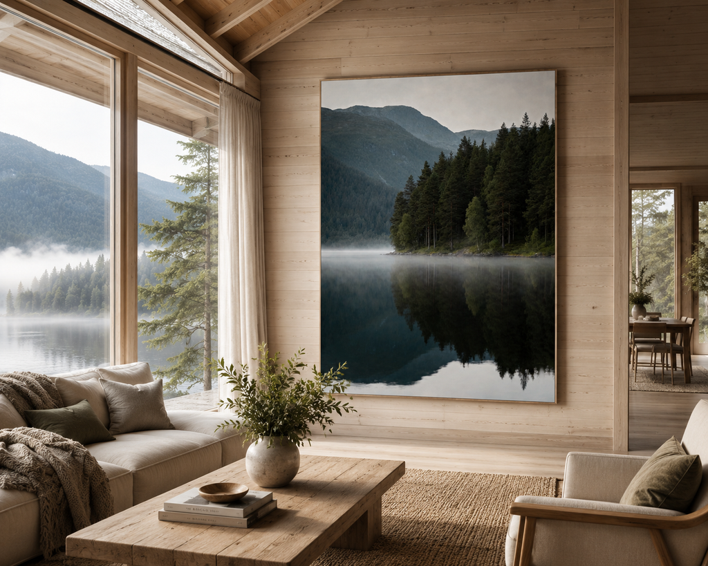 Scandinavian Forest Lake Wall Art Set of 6: Nordic Mountain Nature Landscape Printable