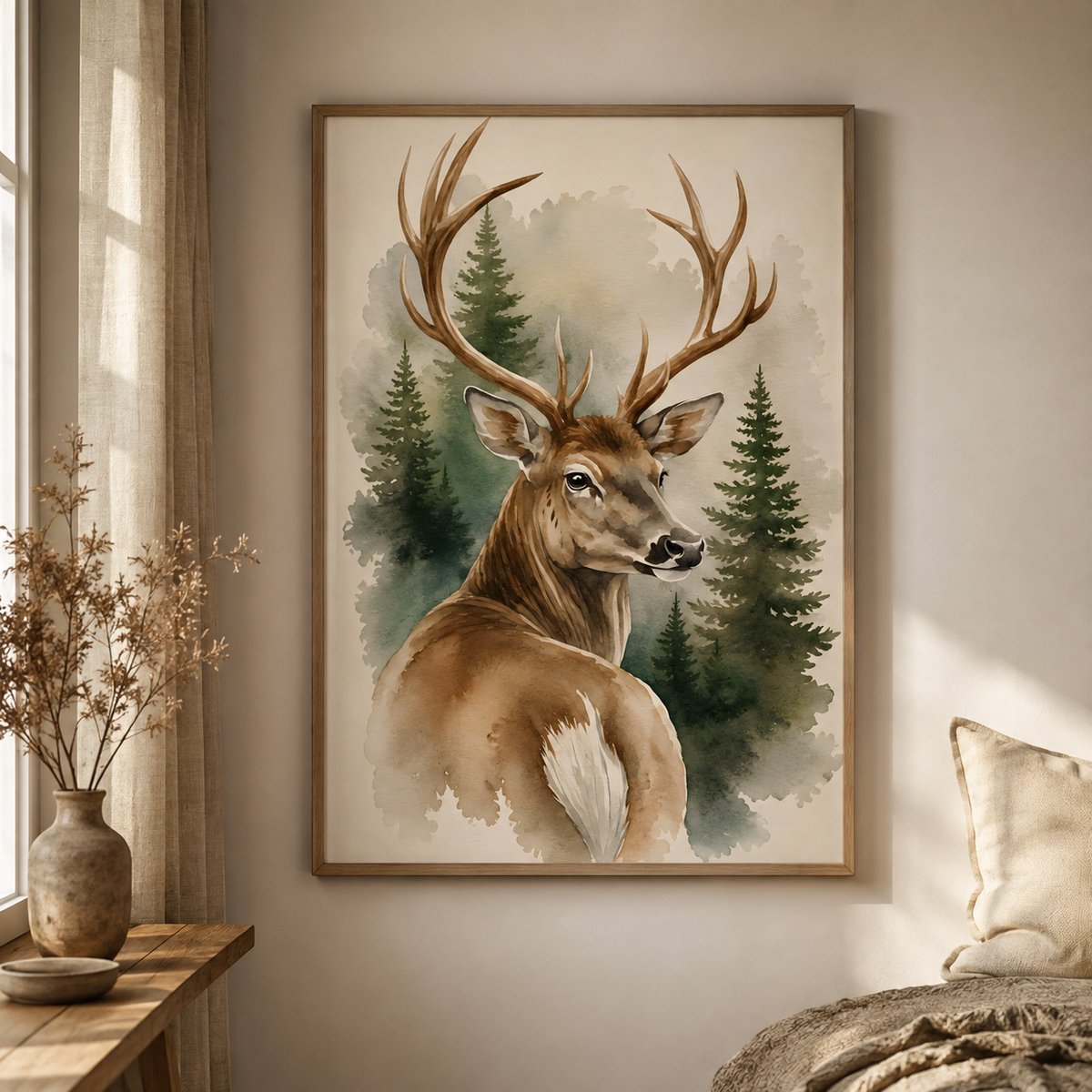 Deer Nursery Wall Art Set of 12: Woodland Animals & Neutral Kids Room Decor Printable