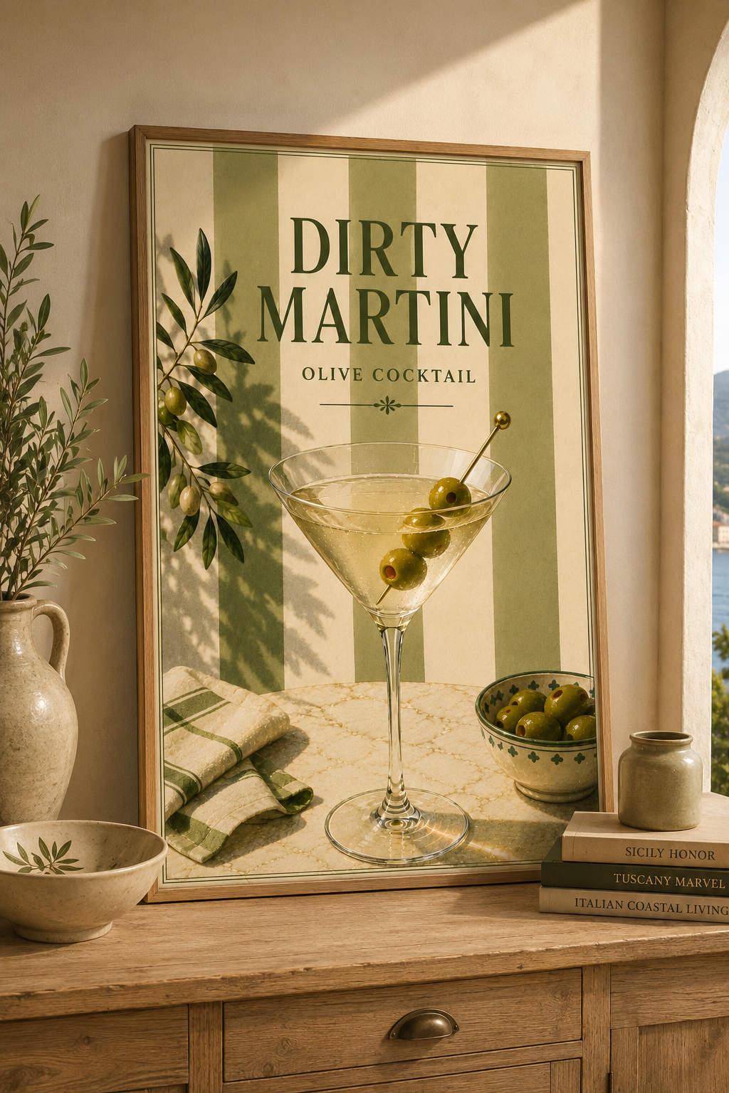 Mediterranean Cocktail Wall Art Set of 3: Italian Spritz, Limoncello & Dry Martini Printable