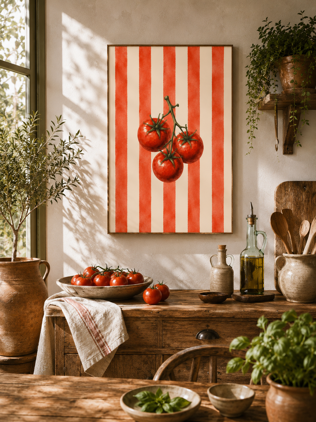 Tomato Wall Art: Rustic Farmhouse Kitchen, Italian Food, Dining Room Printable