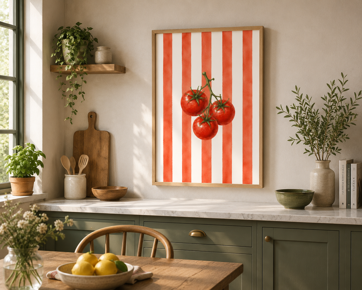 Tomato Wall Art: Rustic Farmhouse Kitchen, Italian Food, Dining Room Printable