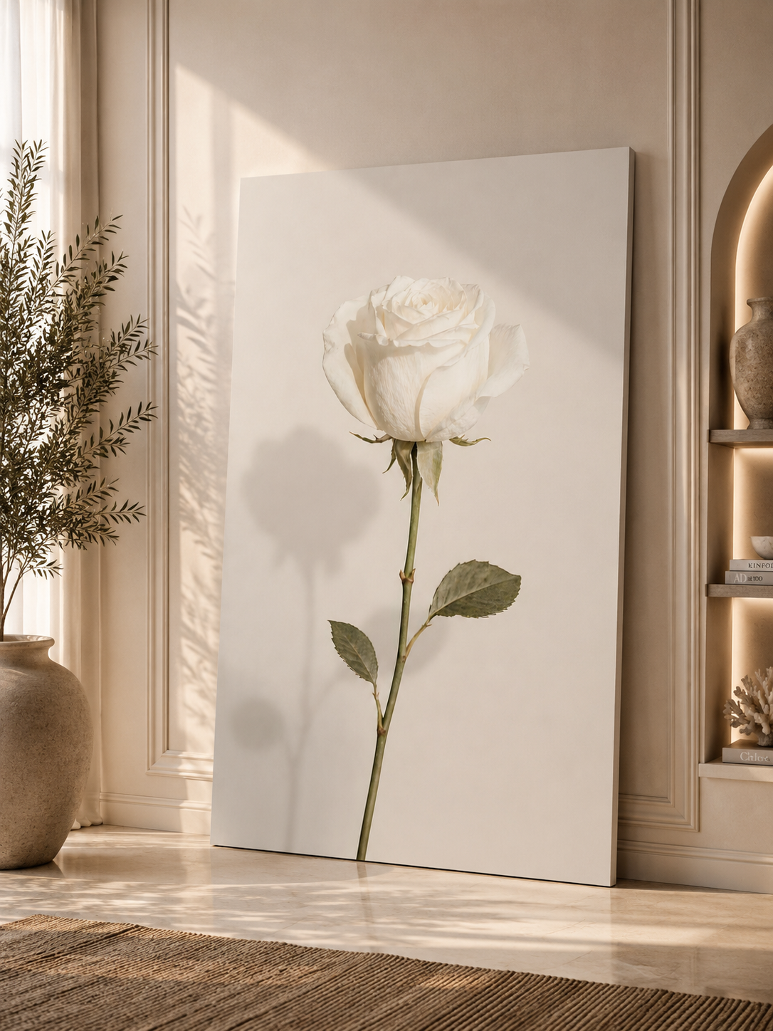 Set of 20 Wildflower Stems Printable: Beige Floral Japandi Scandinavian Minimalist Wall Art