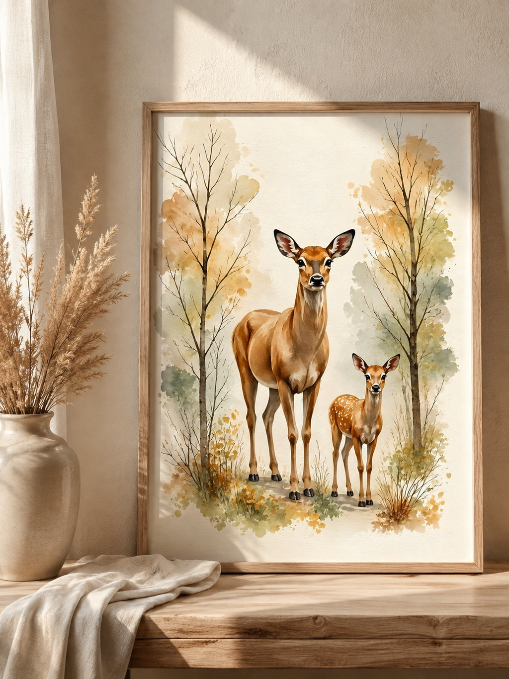 Deer Nursery Wall Art Set of 12: Woodland Animals & Neutral Kids Room Decor Printable
