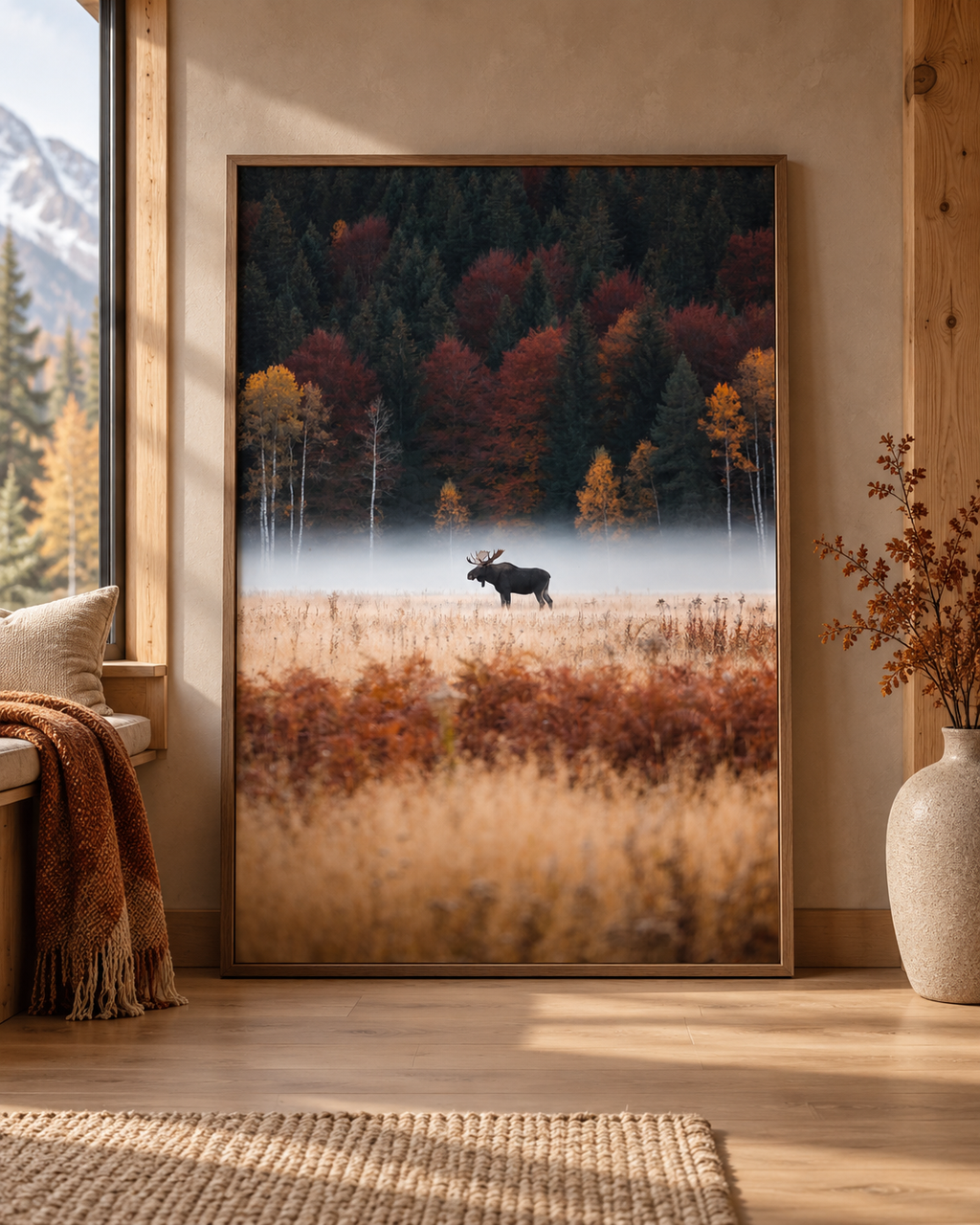 Moose Wall Art: Autumn Forest Wildlife Photography, Rustic Cabin Decor Printable
