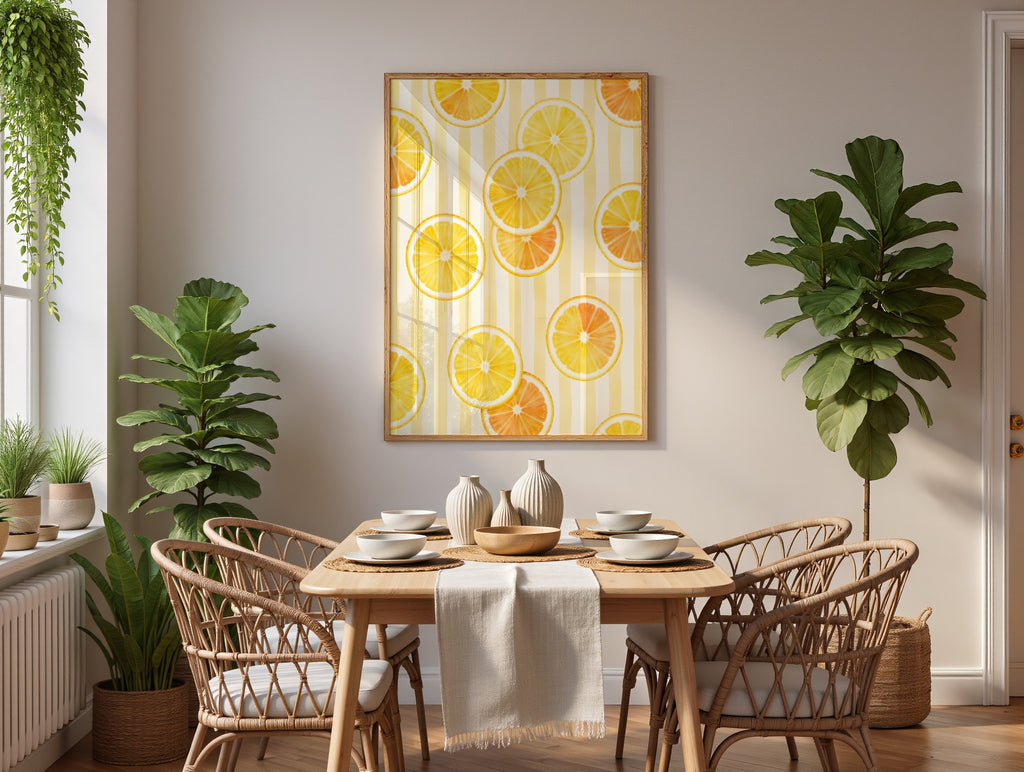 Italian Summer Citrus Wall Art Set of 3: Lemon, Orange & Grapefruit Printable