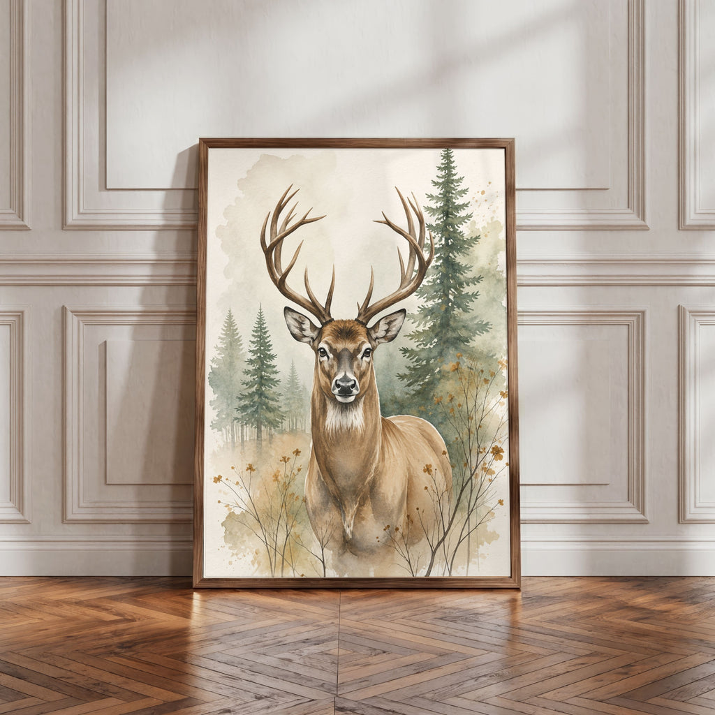 Deer Nursery Wall Art Set of 12: Woodland Animals & Neutral Kids Room Decor Printable