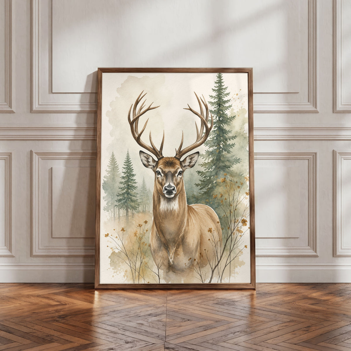 Deer Nursery Wall Art Set of 12: Woodland Animals & Neutral Kids Room Decor Printable