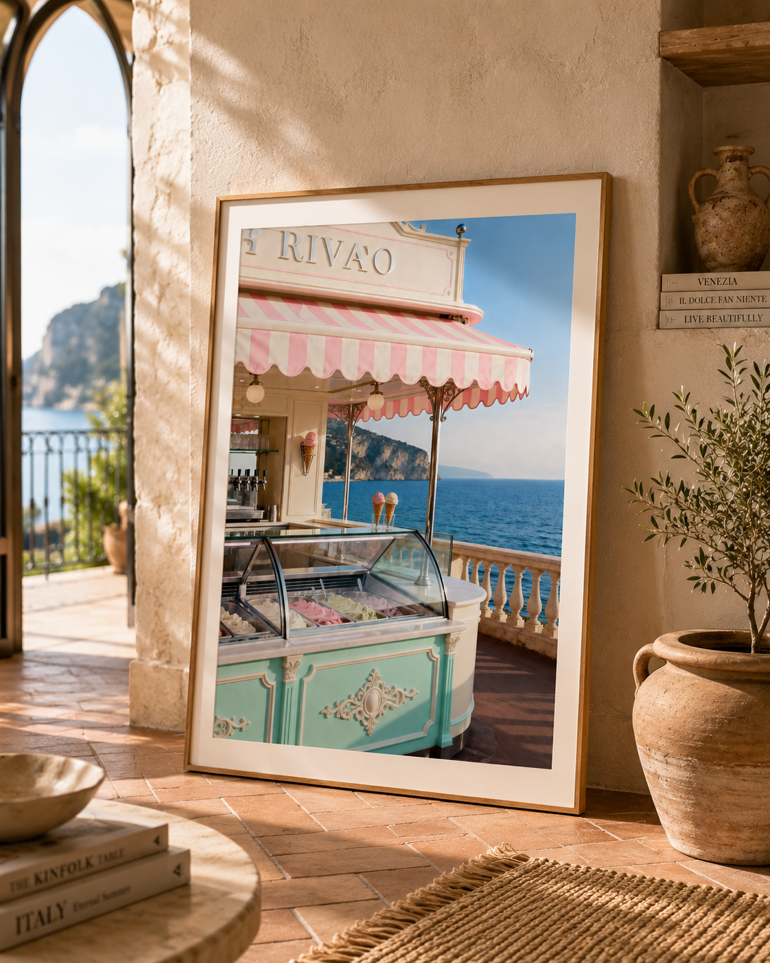 Italian Riviera Gelato Wall Art: Mediterranean Coastal Photography Printable