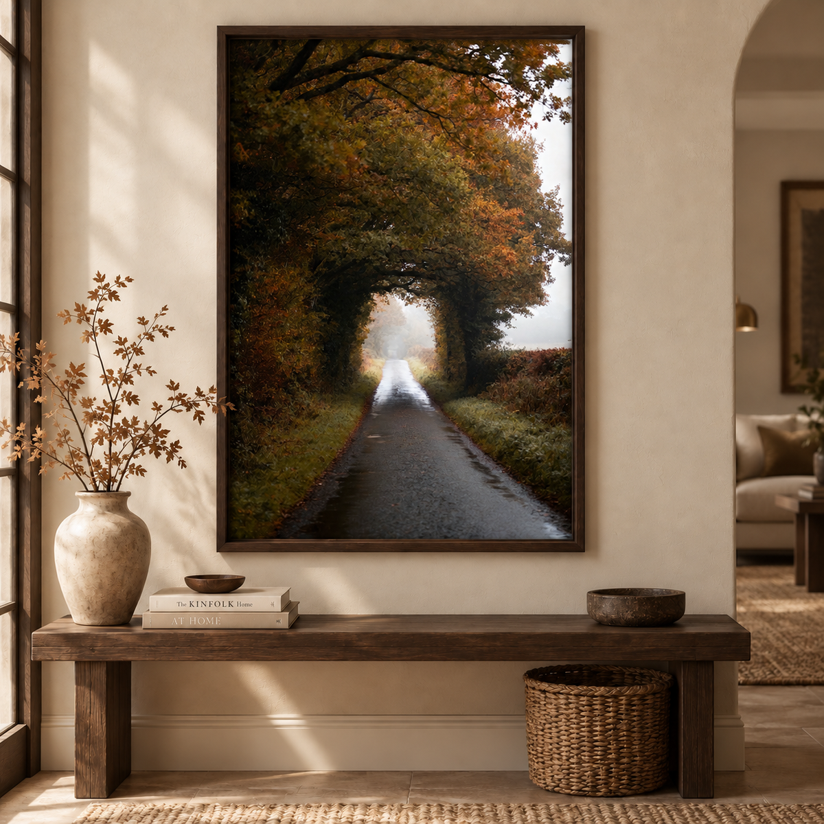 Autumn Forest Wall Art Printable: Moody Country Road Landscape Photography