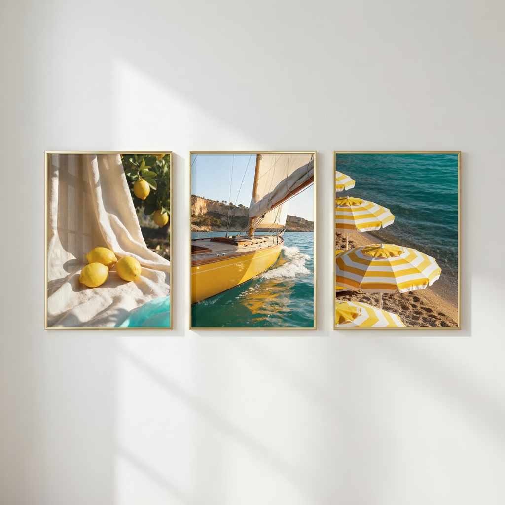 Italian Lemon Wall Art Set of 25: Amalfi Coast Mediterranean Summer Printable