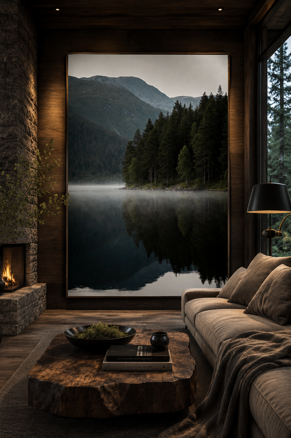 Scandinavian Forest Lake Wall Art Set of 6: Nordic Mountain Nature Landscape Printable