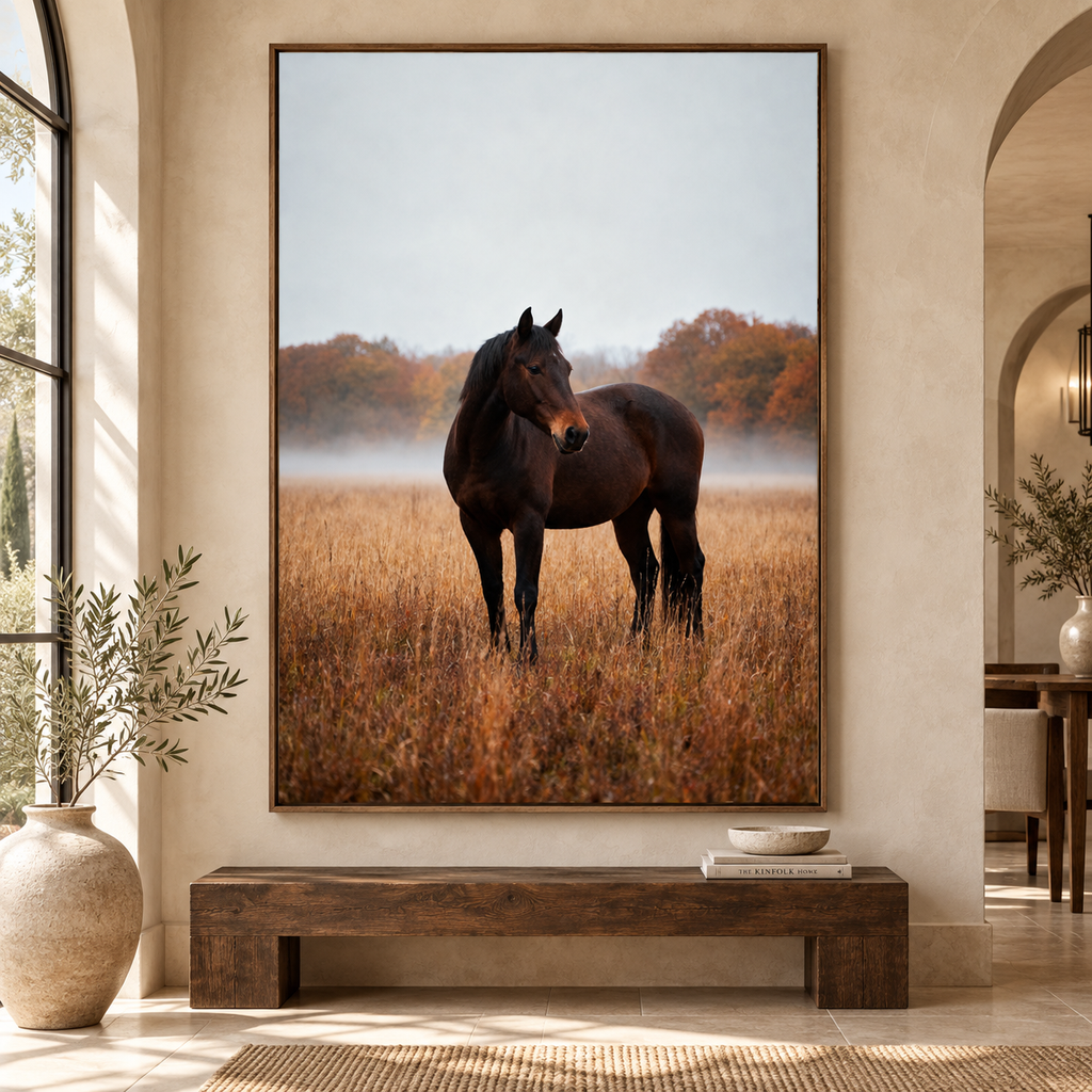 Autumn Horse Wall Art: Brown Horse Countryside Photography Printable
