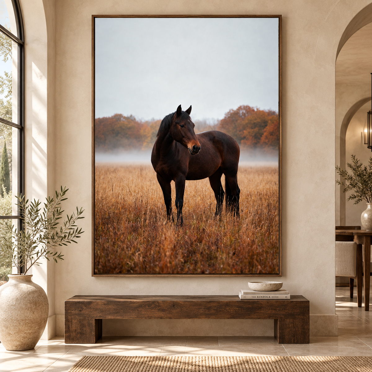 Autumn Horse Wall Art: Brown Horse Countryside Photography Printable