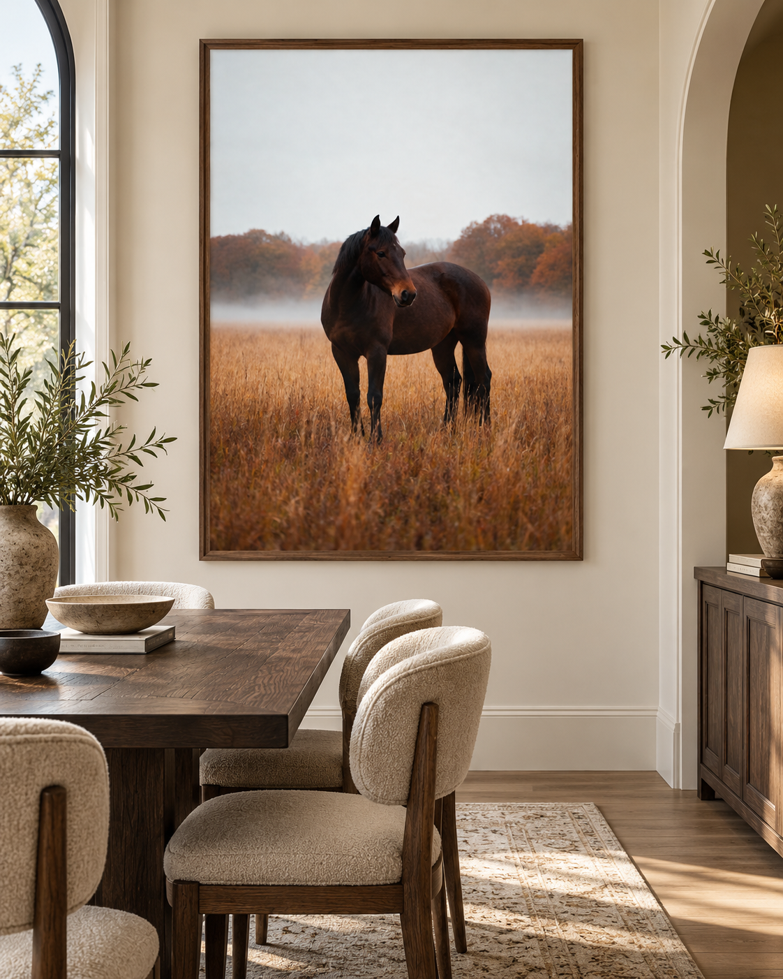 Autumn Horse Wall Art: Brown Horse Countryside Photography Printable