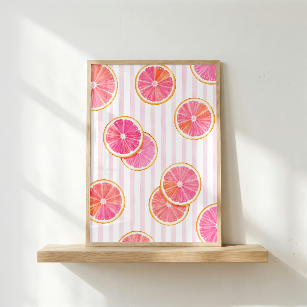 Striped Fruit Wall Art Bundle of 12: Colorful Summer Kitchen Printable