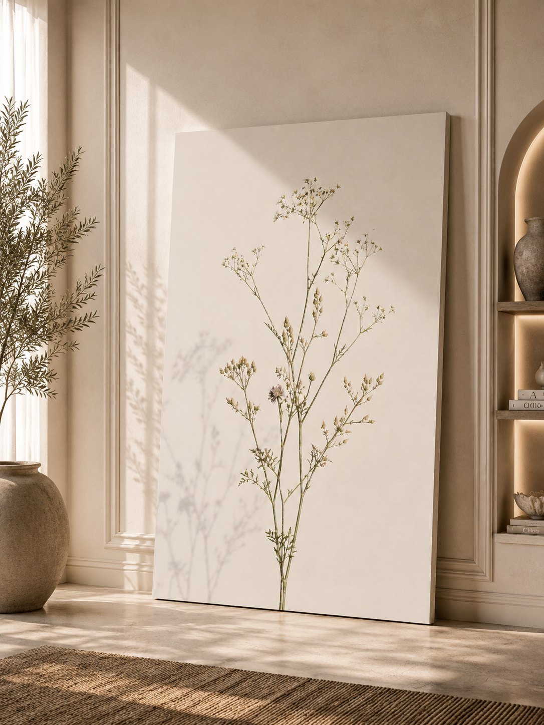 Set of 20 Wildflower Stems Printable: Beige Floral Japandi Scandinavian Minimalist Wall Art
