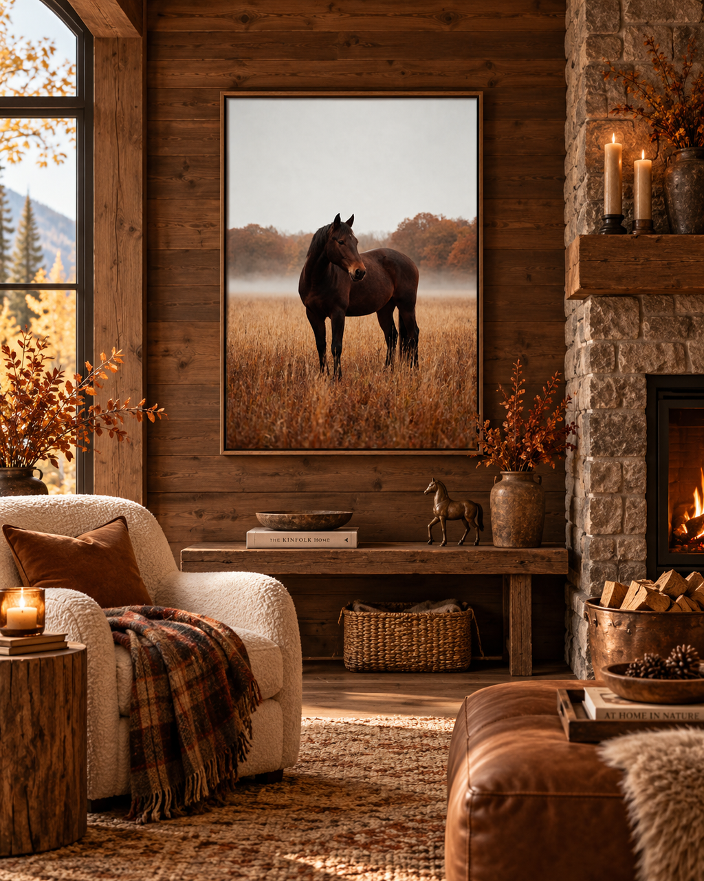 Autumn Horse Wall Art: Brown Horse Countryside Photography Printable