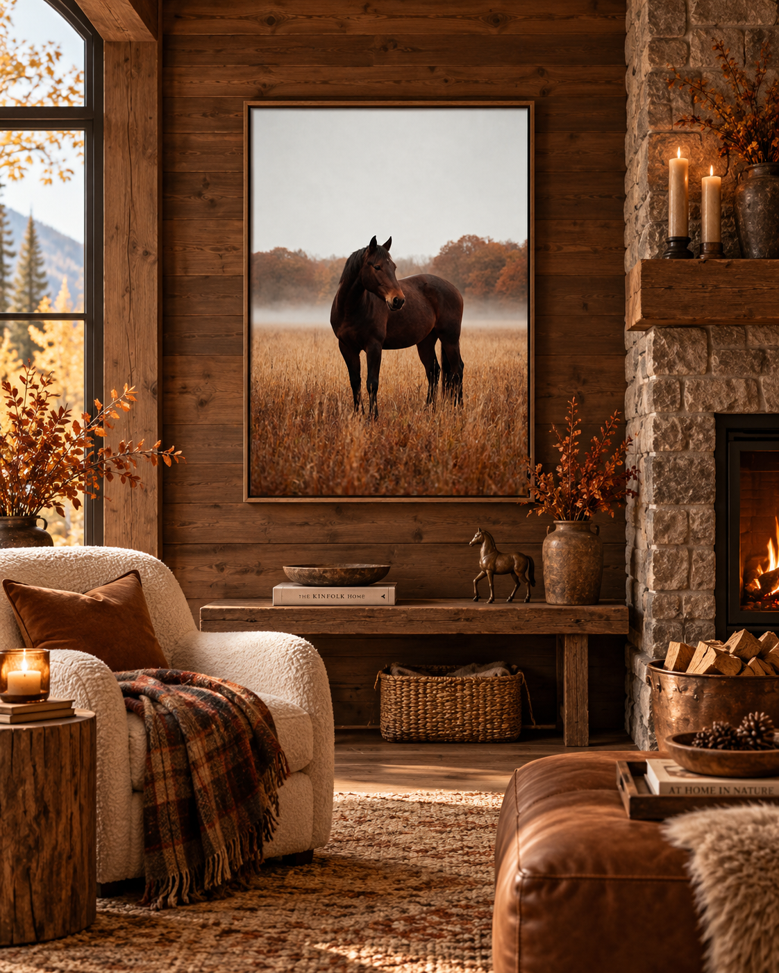 Autumn Horse Wall Art: Brown Horse Countryside Photography Printable