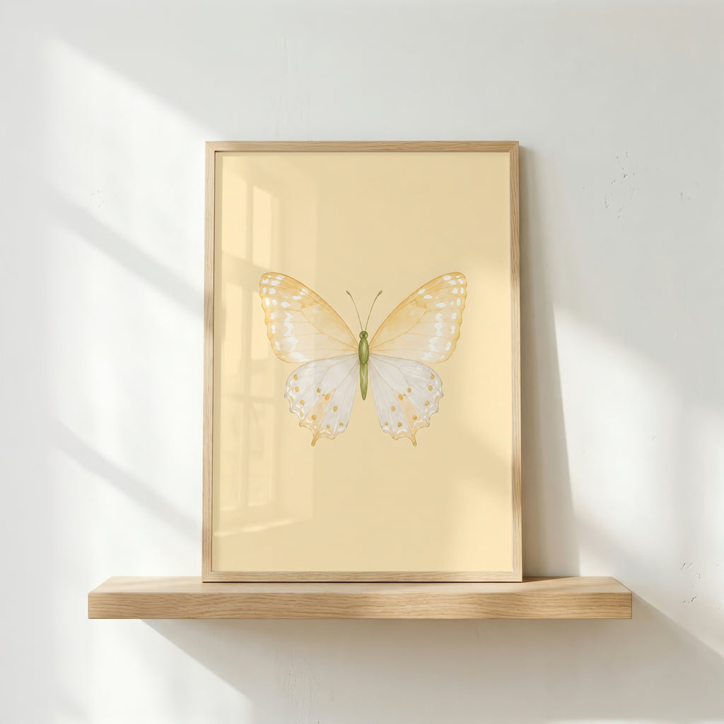 Butter Yellow Butterfly Wall Art: Watercolor Girls Room & Nursery Decor Printable