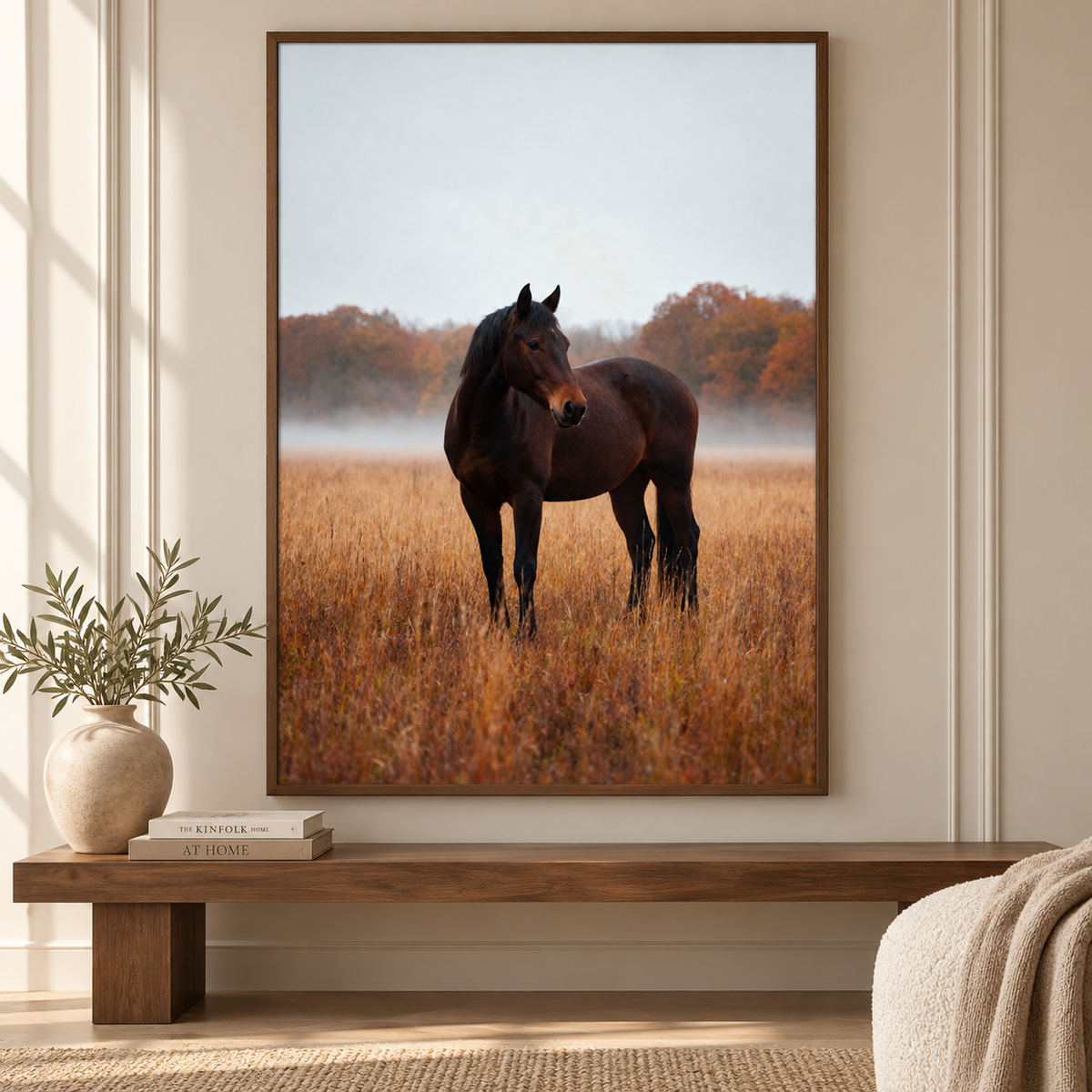 Autumn Horse Wall Art: Brown Horse Countryside Photography Printable