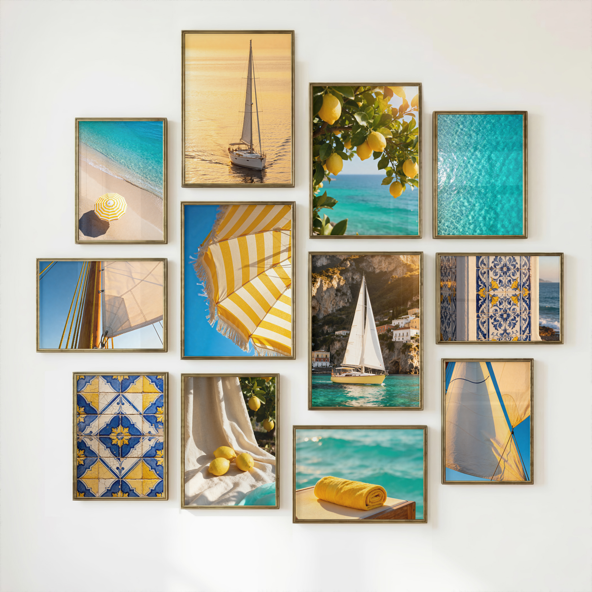 Italian Lemon Wall Art Set of 25: Amalfi Coast Mediterranean Summer Printable