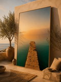 Mediterranean Coastal Wall Art: Stone Pier Bathroom Decor Printable