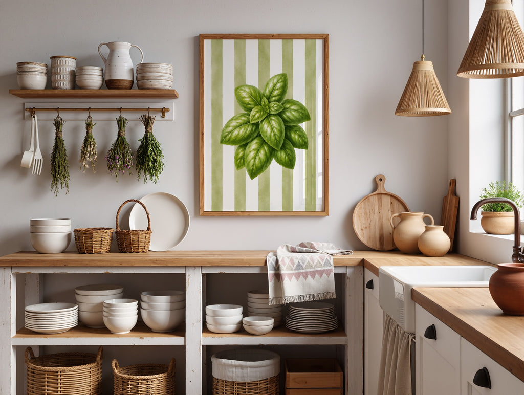 Mediterranean Kitchen Wall Art Set of 6: Italian Food Decor Printable