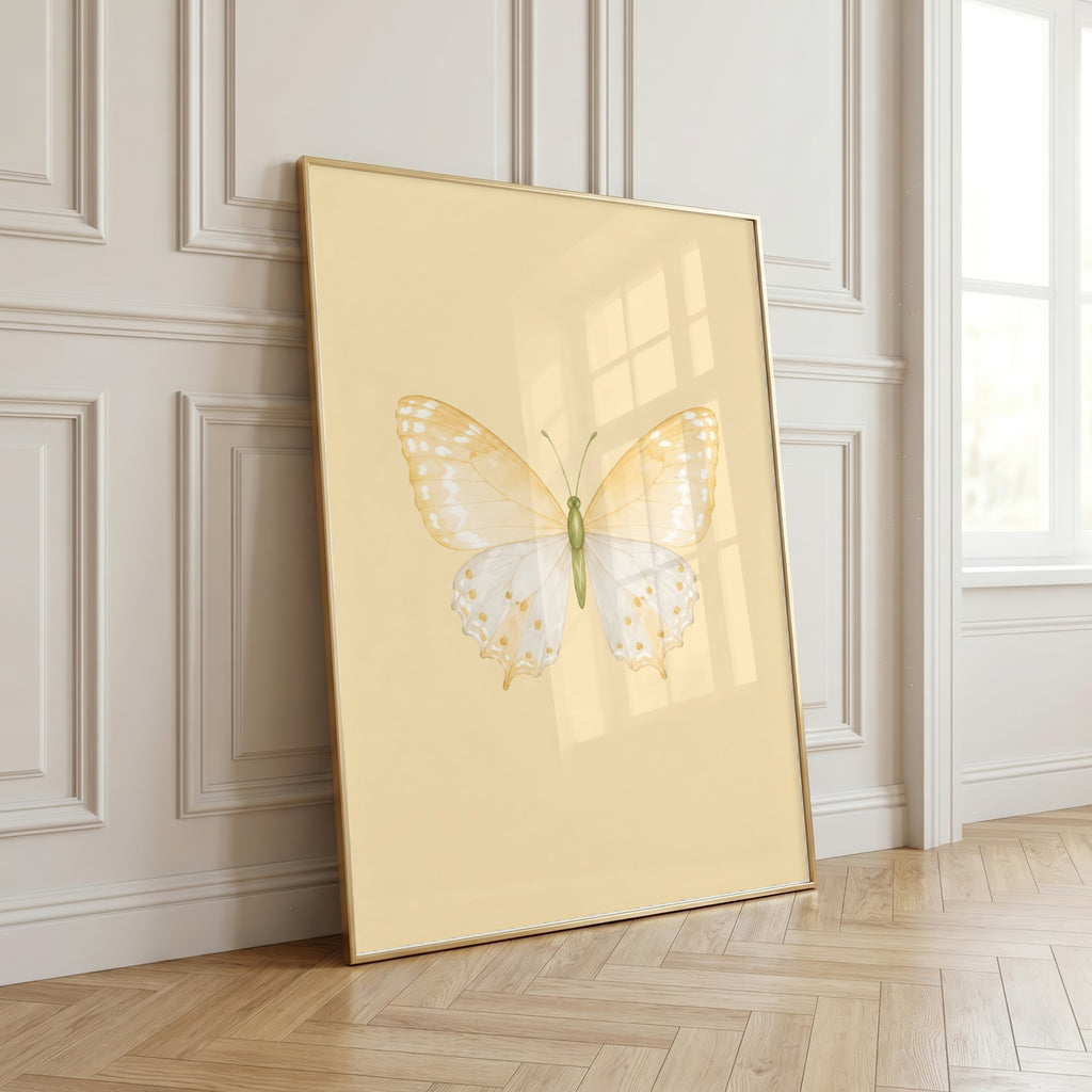 Butter Yellow Butterfly Wall Art: Watercolor Girls Room & Nursery Decor Printable