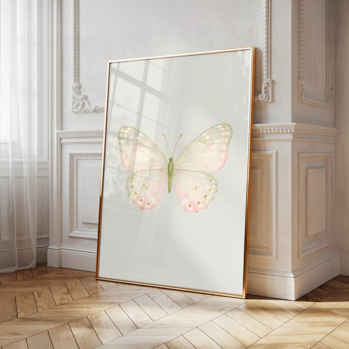 Pastel Butterfly Wall Art Set of 6: Nursery Decor Printable, Watercolor Kids Bedroom