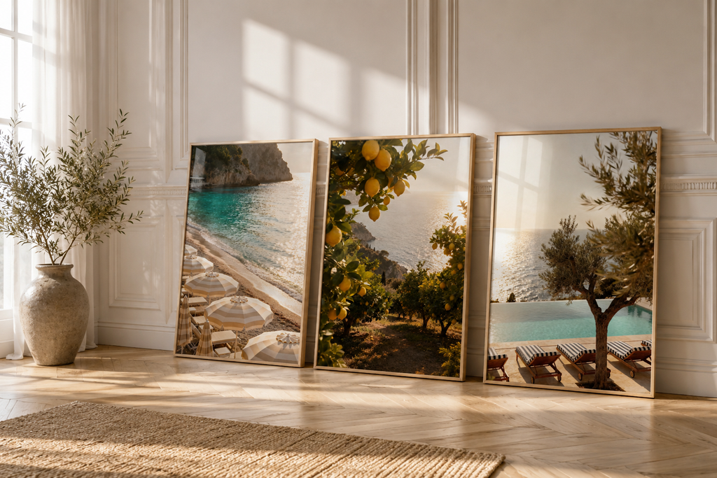 Mediterranean Beach Club Wall Art Set of 3: Italian Riviera Photography Printable