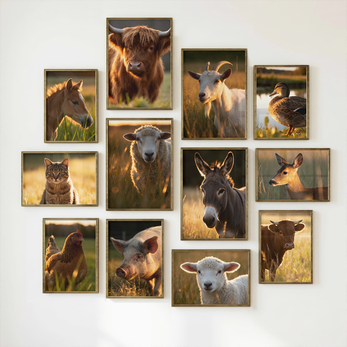 Farm Animal Wall Art Bundle of 34: Rustic Farmhouse Decor, Countryside Printable