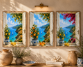 Mediterranean Window Wall Art Set of 3: Amalfi Coast Lemon Trees & Coastal Views Printable