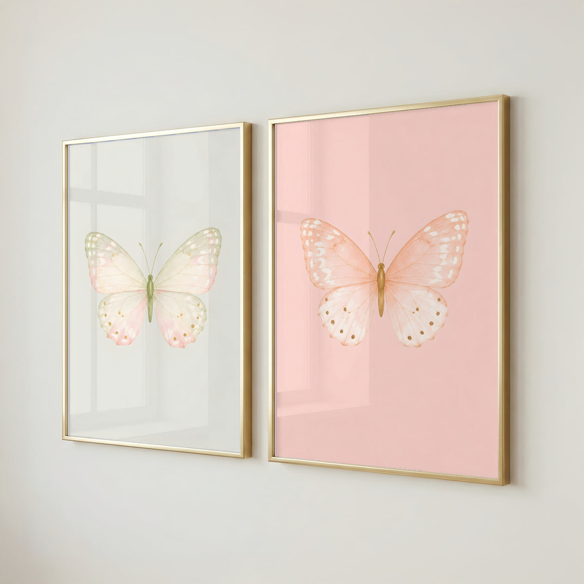 Pastel Butterfly Wall Art Set of 6: Nursery Decor Printable, Watercolor Kids Bedroom