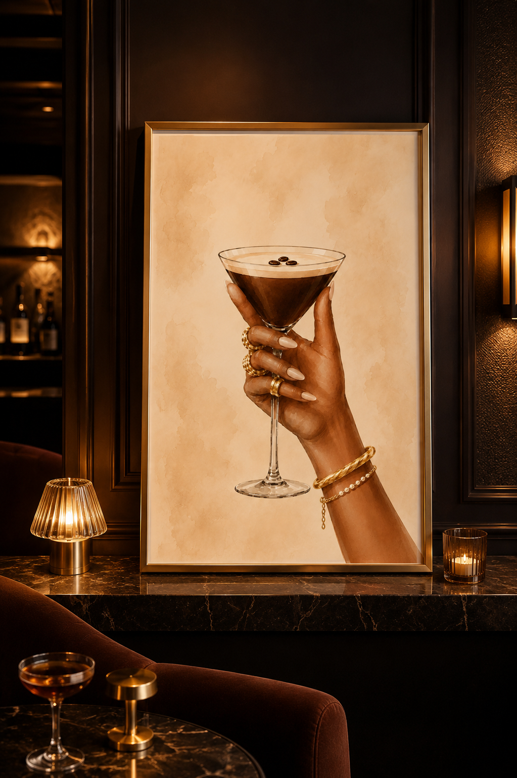 Espresso Martini Wall Art: Elegant Cocktail Home Bar Printable